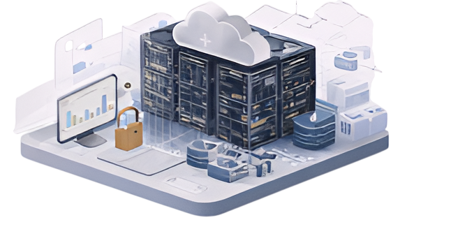 Cloud and data delivery infrastructure illustration